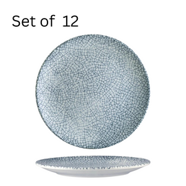 Bonna Mito Denim Round Coupe Plate, a 270mm plate with a cracked design and two-toned coloring for a unique look on your table.