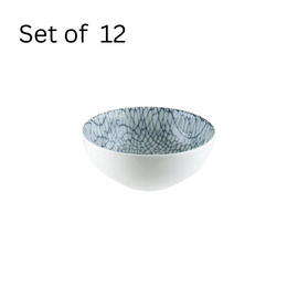 Bonna Mito Denim Round Deep Bowl, a 130mm diameter and 60mm deep bowl featuring a cracked design and two-toned coloring, ideal for serving dips, small side dishes, or individual desserts.