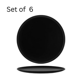 BONNA NOTTE ROUND FLAT PLATTER 320x25mm. Black ceramic round platter ideal for serving appetizers, desserts, or showcasing culinary creations.