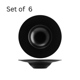 BONNA NOTTE ROUND DEEP PLATE 280mm, 400ml. Large, black porcelain deep plate, perfect for stews, soups, or dishes with sauces. Inspired by the night sky collection.