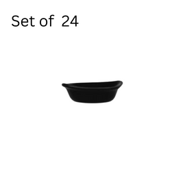 BONNA NOTTE TASTE EARED DISH 90mm. Black porcelain dish with small handles, ideal for serving tapas, appetizers, or condiments. Inspired by the night sky collection.