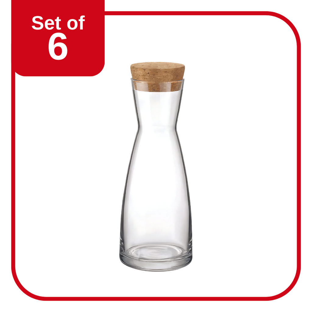 BORMIOLI ROCCO YPSILON CARAFE w/CORK LID 1.0lt (1.25001MSA) (Set of 6 )