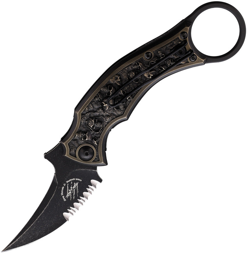 Bastinelli Creations Mako Linerlock Serrated Bronze