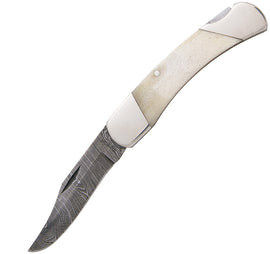 Bear & Son White Smooth Bone Lockback