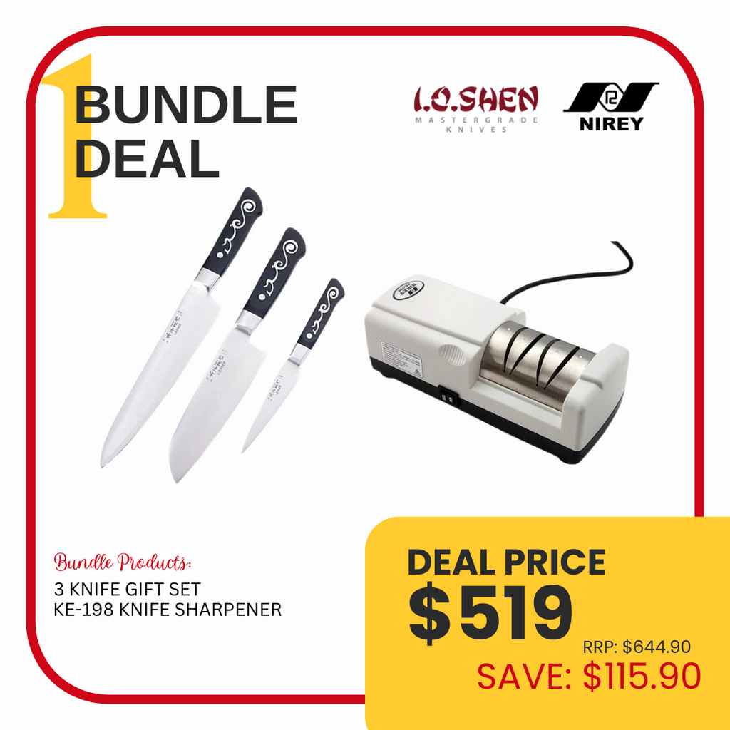 I.O. Shen Bundle Deal 1 -  3 knives plus Nirey electric sharpener