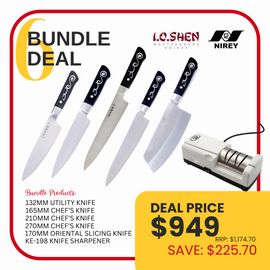 I.O. Shen Bundle Deal 6-  5 knives plus Nirey electric sharpener