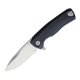 Black aluminum LIONSTEEL ROK pocket knife with satin finish M390 stainless steel blade