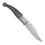 LIONSTEEL GITANO SLIP JOINT CARBON FIBER pocket knife.  This high-quality folding knife features a 3.25" satin finish Niolox tool steel clip point blade, a lightweight carbon fiber handle, and a titanium bolster for added strength.  It also includes a convenient pocket clip for easy carry.  Closed length: 4.25 inches.