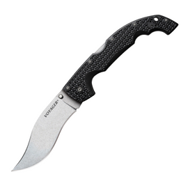 Cold Steel XL Voyager Lockback Vaquero, a Pocket Knife with a 5.5 inch stonewash finish AUS-10A stainless steel blade and black textured Griv-Ex handle.