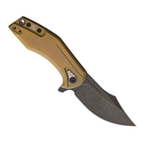 BLADERUNNERS SYSTEMS OVERWATCH Framelock Pocket Knife with Black Stonewash CPM S35VN Stainless Steel Clip Point Blade and Bronze Stonewash Titanium Handle.