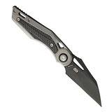 EOS URCHIN FRICTION FOLDER SW, a Stylish Pocket Knife with a 3-inch black DLC-coated Nitro V steel blade and stonewash titanium handle with carbon fiber inlay.