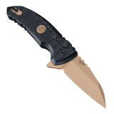 Sig X1-MicroFlip Emperor Scorpion, a Pocket Knife with a 2.75-inch dark earth PVD coated CPM-154 stainless Wharncliffe blade and black G10 handle.