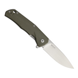 LionSTEEL TRE G10 Framelock Green Pocket Knife with Green G10 handle, lanyard hole and pocket clip