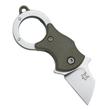 Fox Mini-Ta Linerlock OD Pocket Knife with Sand Blasted Stainless Steel Blade and OD Green FRN Handle