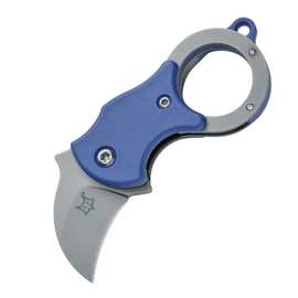 Blue handle FOX MINI-KA linerlock pocket knife with hawkbill blade