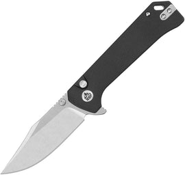 QSP Knife Grebe Button Lock Black G10