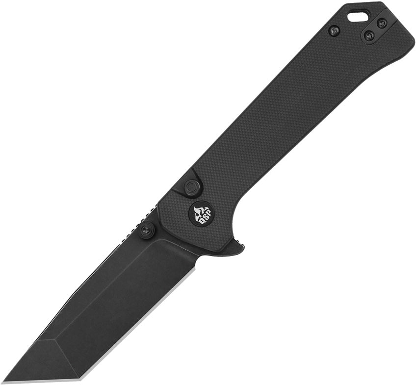 QSP Knife Grebe T Button Lock Black G10