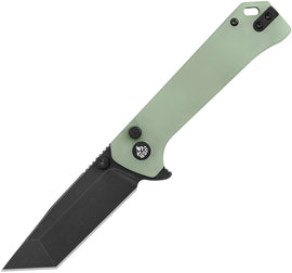 QSP Knife Grebe T Button Lock Jade G10