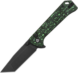 QSP Knife Grebe T Button Lock Green CF