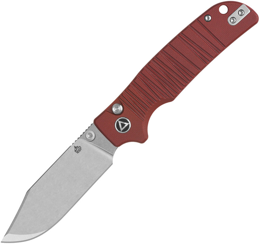 QSP Knife Kali Button Lock Red G10