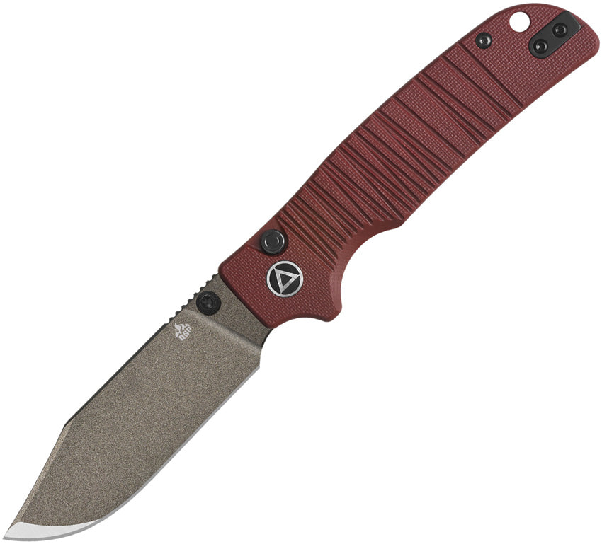 QSP Knife Kali Button Lock Red G10