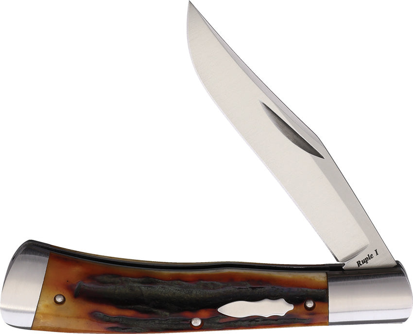 Old School Knifeworks Ruple 1 Trapper Amber Stag