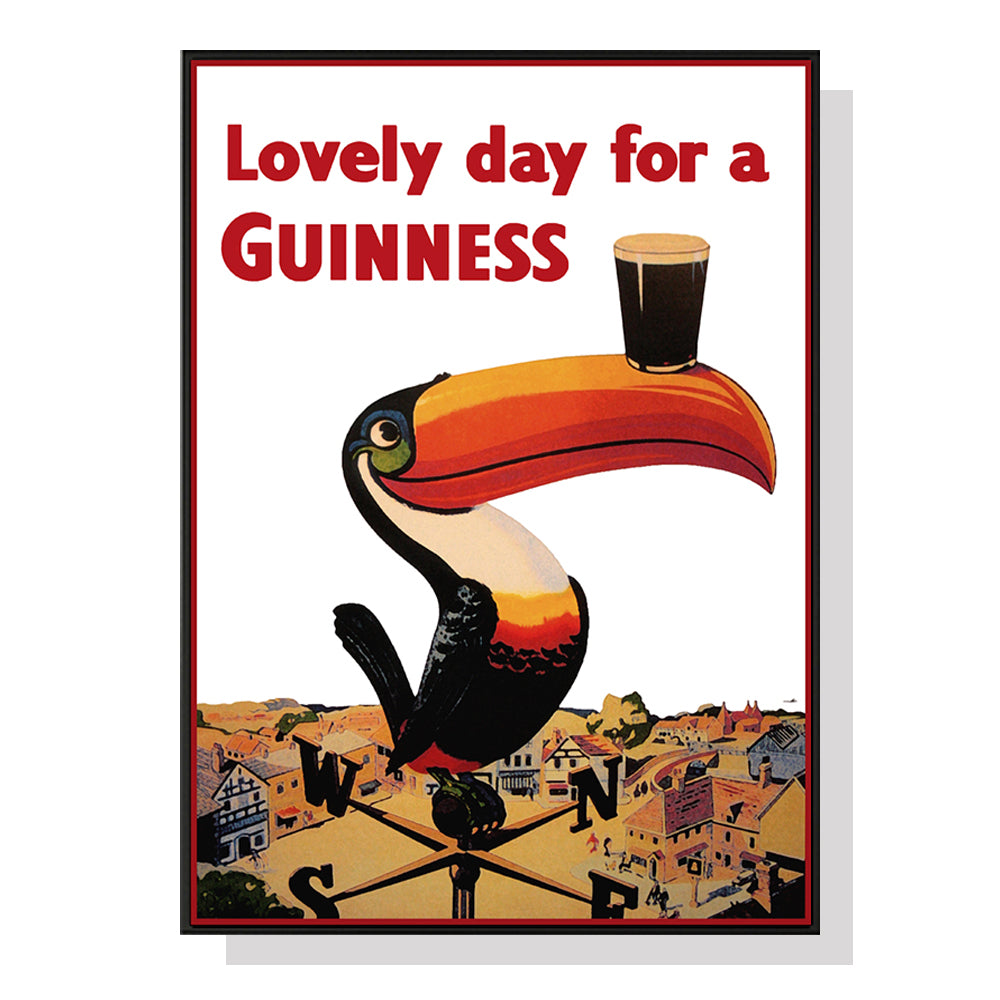 Wall Art 70cmx100cm Beer Lovely Day For A Guinness Black Frame Canvas