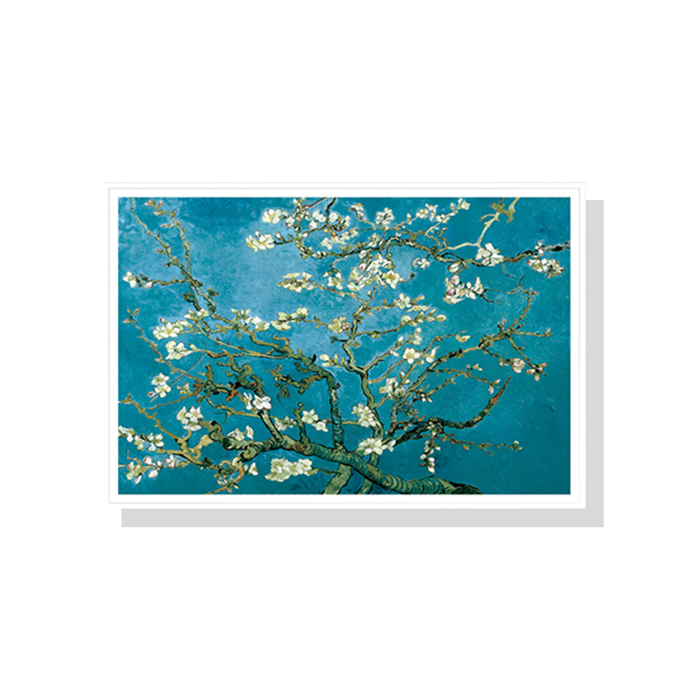 Wall Art 60cmx90cm Van Gogh Almond Blossom White Frame Canvas