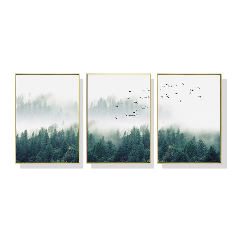 Wall Art 40cmx60cm Mystical Forest  3 Sets Gold Frame Canvas