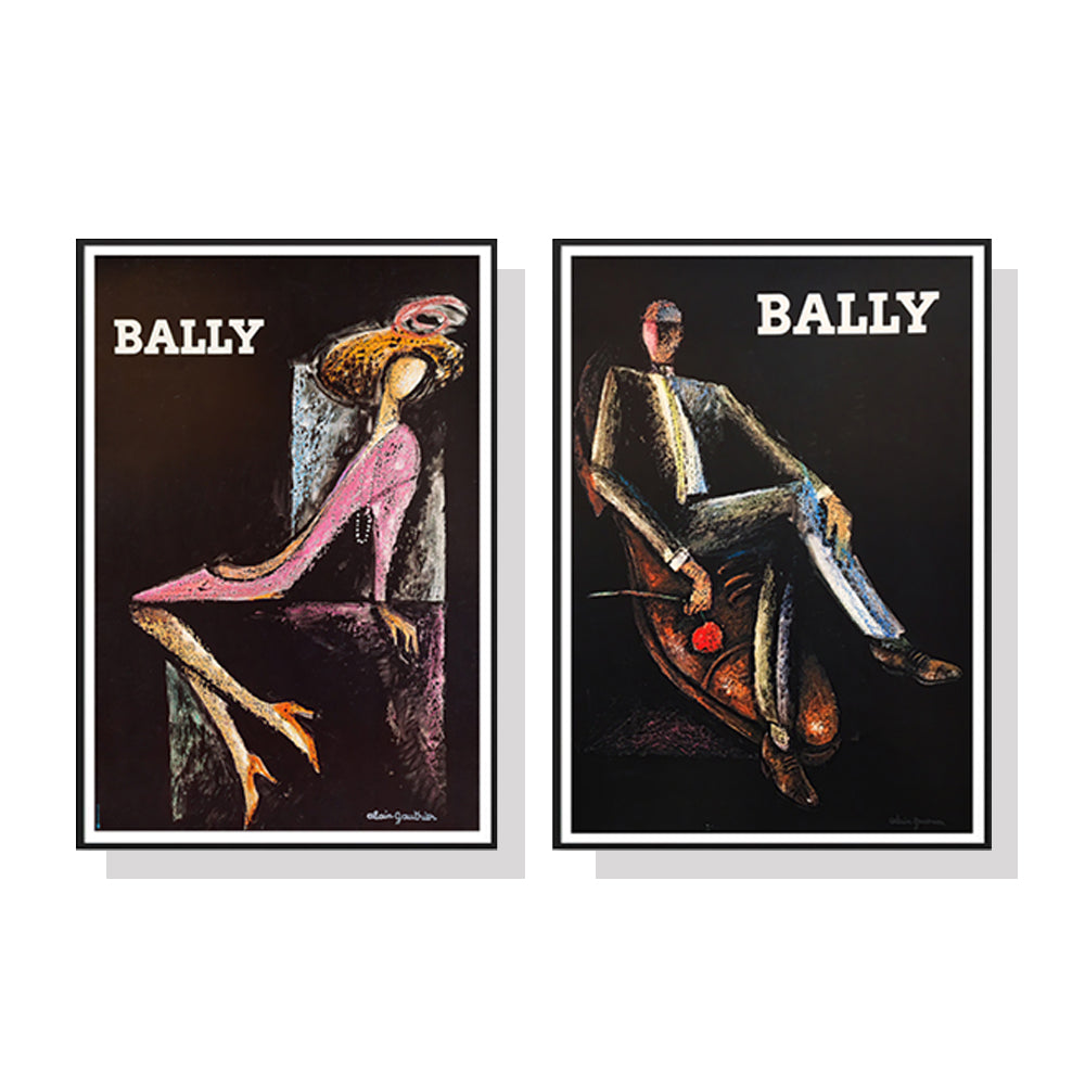 Wall Art 50cmx70cm Bally Man & Woman 2 Sets Black Frame Canvas