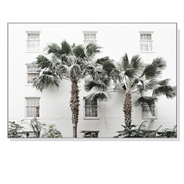 Wall Art 60cmx90cm Palm Tree White Frame Canvas