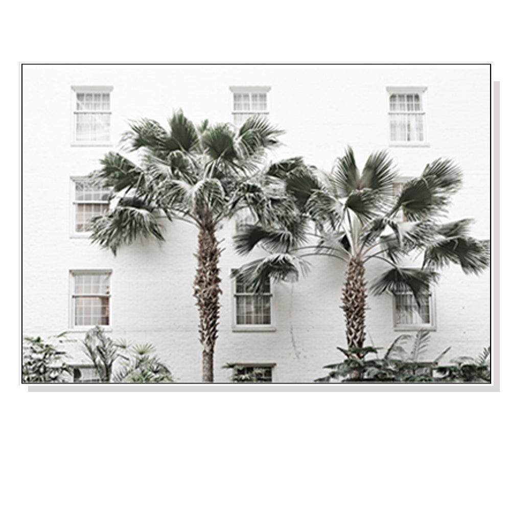 Wall Art 70cmx100cm Palm Tree White Frame Canvas