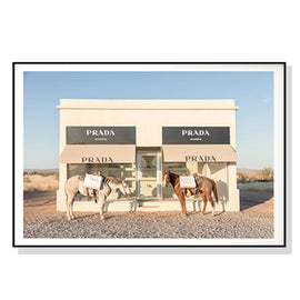 Wall Art 60cmx90cm Horses Fashion Black Frame Canvas