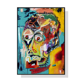 Wall Art 60cmx90cm Pop Art Head Black Frame Canvas