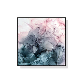 Wall Art 60cmx60cm Marbled Pink Grey Black Frame Canvas