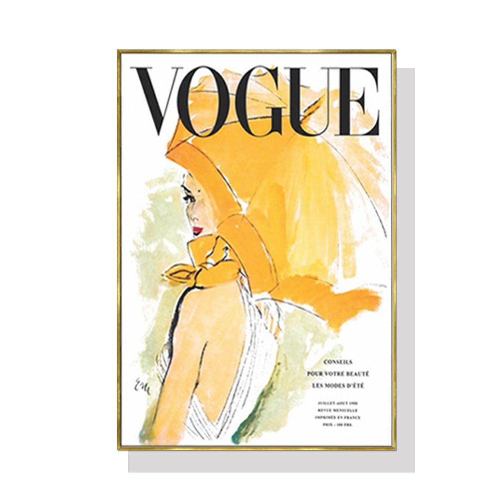 Wall Art 50cmx70cm Vogue Girl Gold Frame Canvas