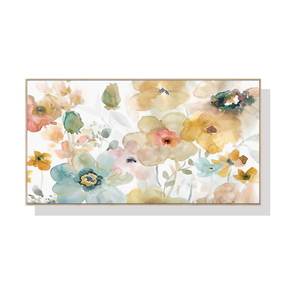 Wall Art 60cmx120cm Floral Watercolor Style Wood Frame Canvas