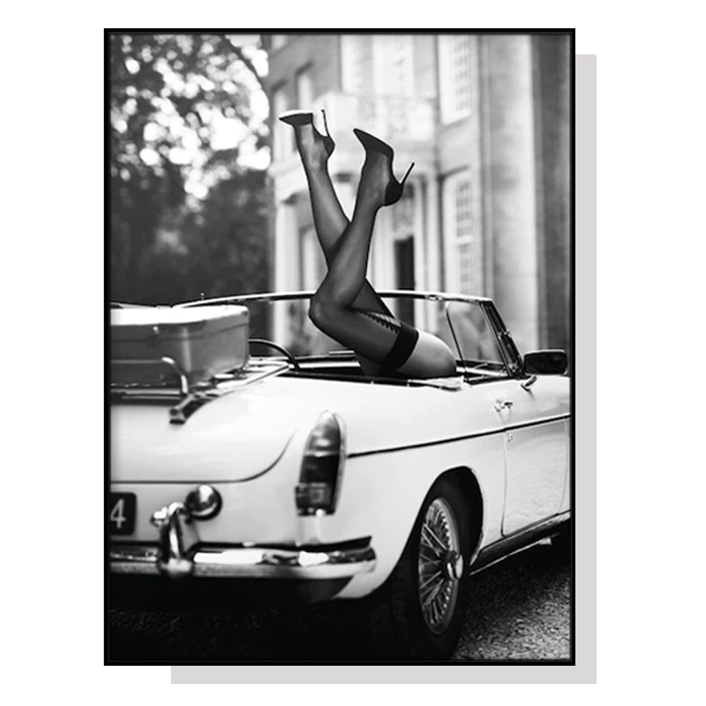 Wall Art 50cmx70cm High Heels in Classic Car Black Frame Canvas