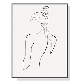 Wall Art 70cmx100cm Woman Back Line Art Black Frame Canvas