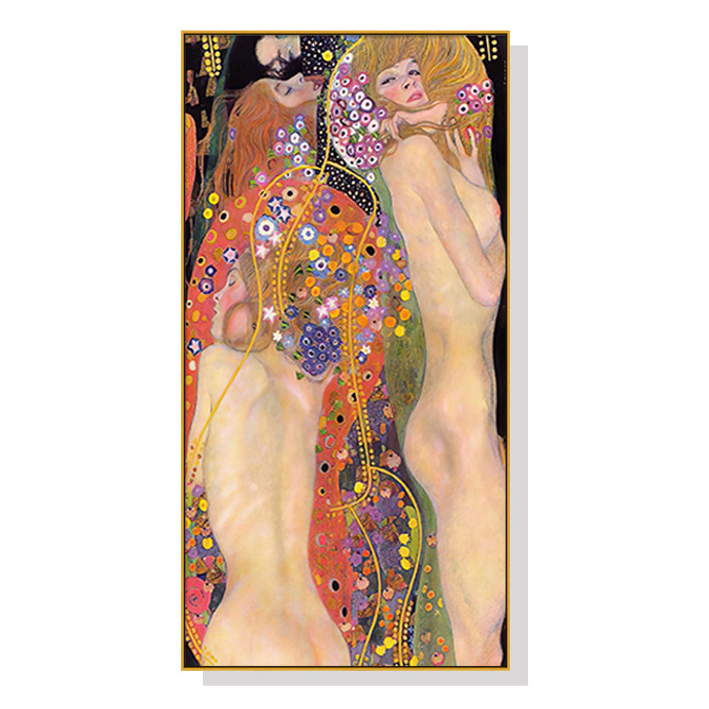 Wall Art 50cmx100cm Water Serpents By Gustav Klimt Gold Frame Canvas