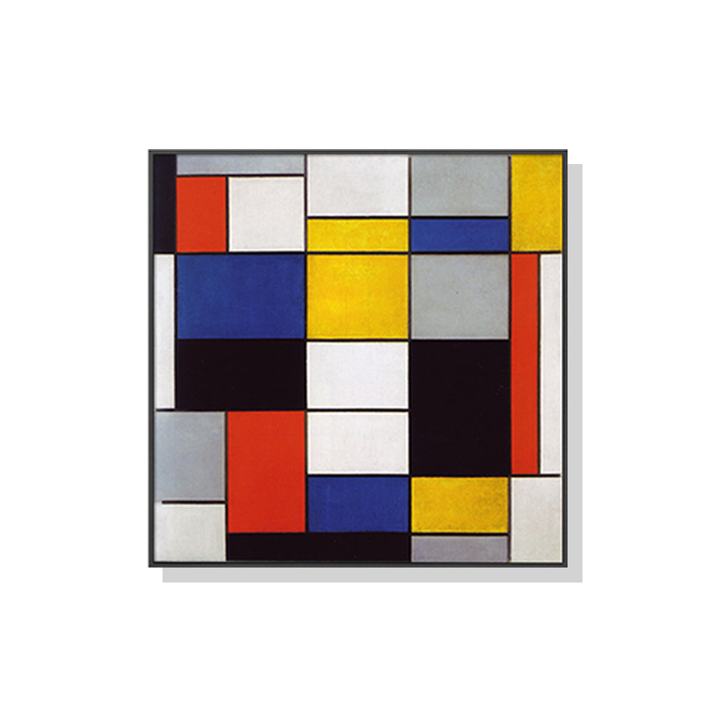 Wall Art 50cmx50cm Large Composition A By Piet Mondrian Black Frame Canvas