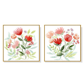 Wall Art 70cmx70cmFlorals 2 Sets Gold Frame Canvas