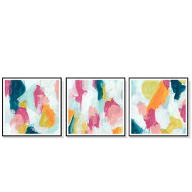 Wall Art 70cmx70cm Colourful 3 Sets Black Frame Canvas