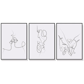 Wall Art 80cmx120cm Couples 3 Sets Black Frame Canvas