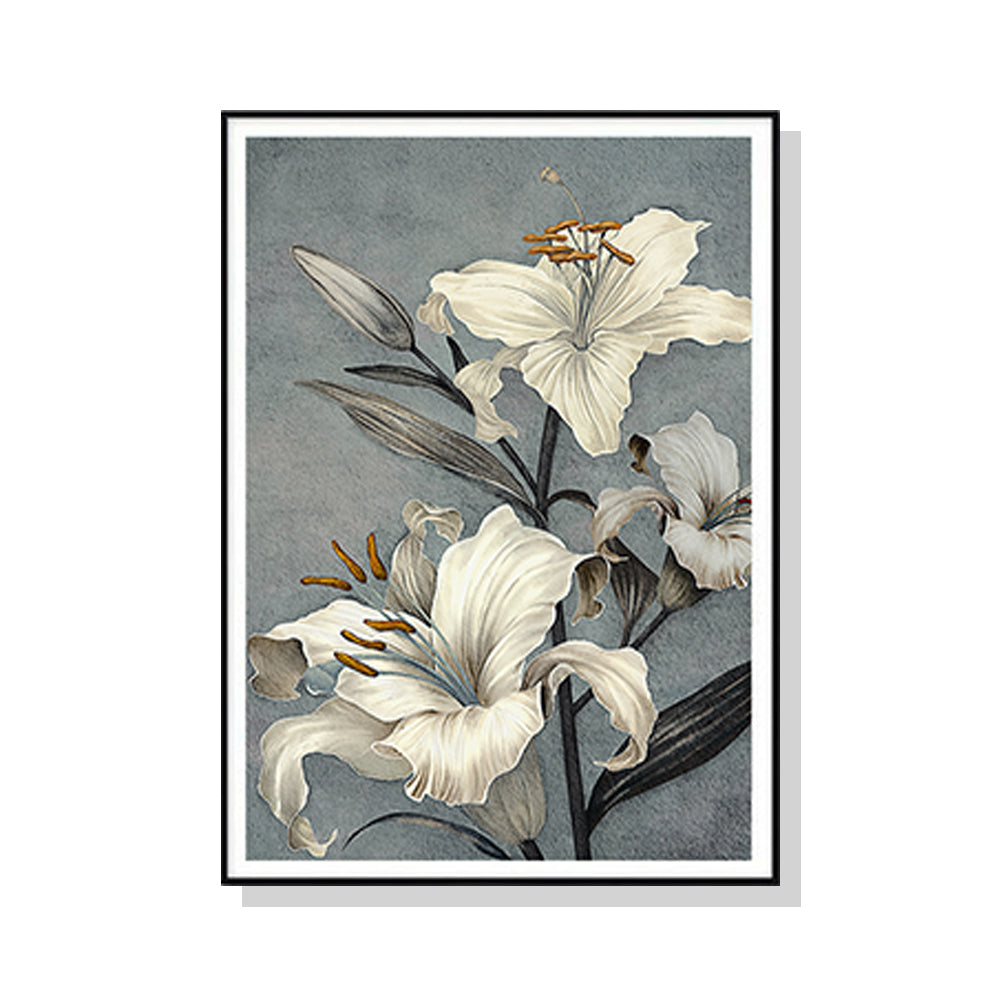 Wall Art 40cmx60cm Floral Lily II Black Frame Canvas