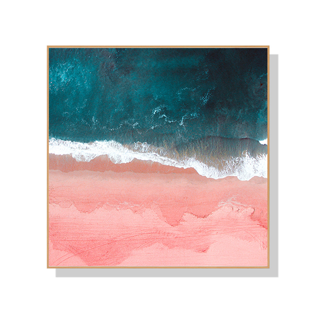 Wall Art 40cmx40cm Pink Sea Wood Frame Canvas