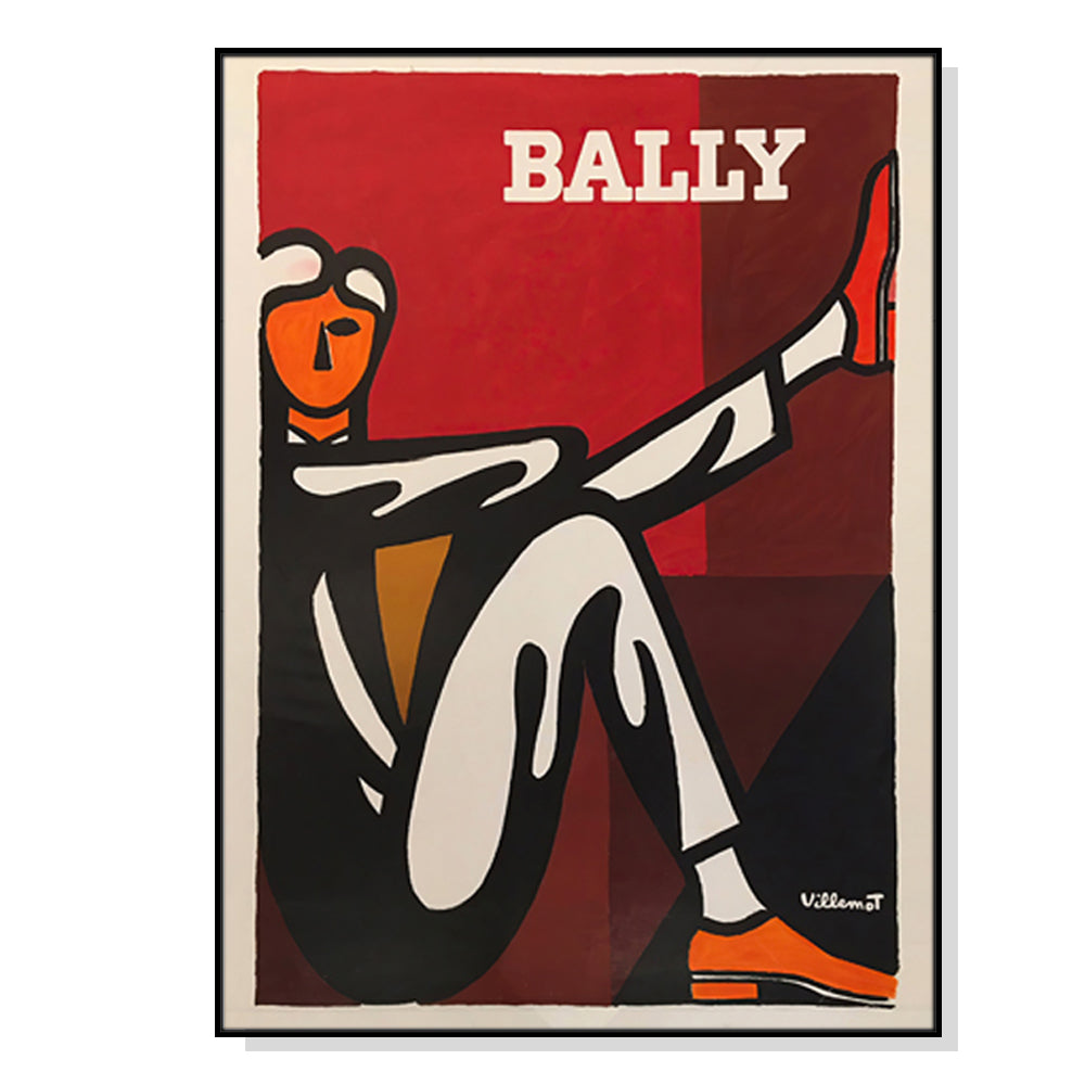 Wall Art 90cmx135cm Bally Man by Villemot Black Frame Canvas