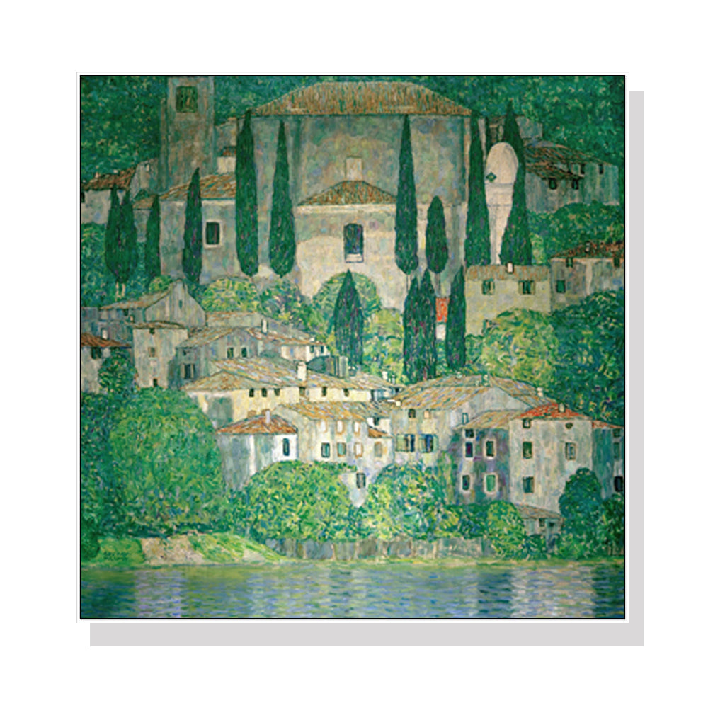 Wall Art 80cmx80cm Kirche In Cassone by Gustav Klimt White Frame Canvas