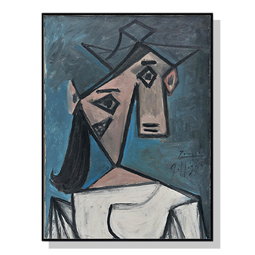 Wall Art 50cmx70cm Head Of A Woman By Pablo Picasso Black Frame Canvas