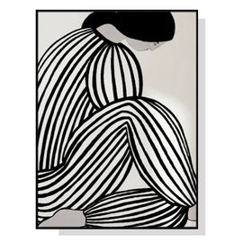 Wall Art 50cmx70cm Mid Century Figure Black Frame Canvas